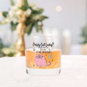 Gekke Katten Dame? Grappig Kattenliefhebber Cadeau Whisky Glas