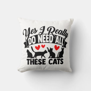 Gekke Katten Dame Kitty Moeder Zwart Wit Cute Kitt Kussen