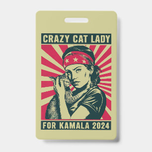 Gekke Katten Dame Voor Kamala 2024 Badge