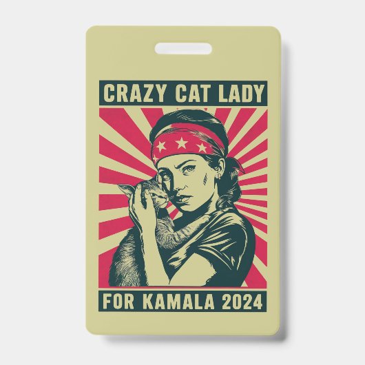 Gekke Katten Dame Voor Kamala 2024 Badge (Voorzijde)