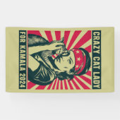 Gekke Katten Dame Voor Kamala 2024 Spandoek (Horizontaal)
