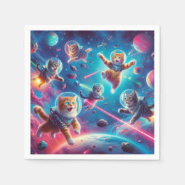 Gekke katten in de ruimte! servet