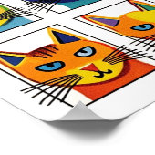 Gekke kattenkoppen Fun Whimsical Pop Art Style #SC Poster (Hoek)