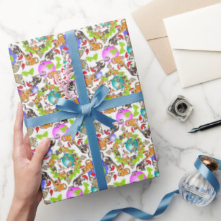Gekke kattenkruid Kerstmis Cadeaupapier