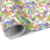 Gekke kattenkruid Kerstmis Cadeaupapier (Rol Hoek)