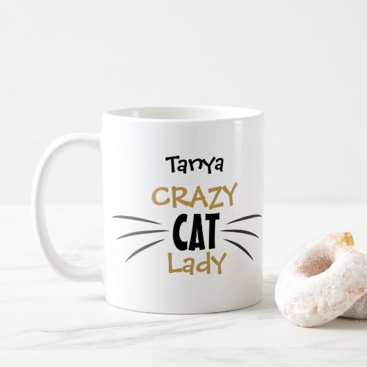 Gekke Kattenvrouw Snorren Fun Mok Cadeau (Met donut)