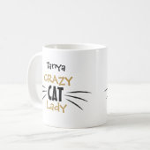 Gekke Kattenvrouw Snorren Fun Mok Cadeau (Voorkant links)