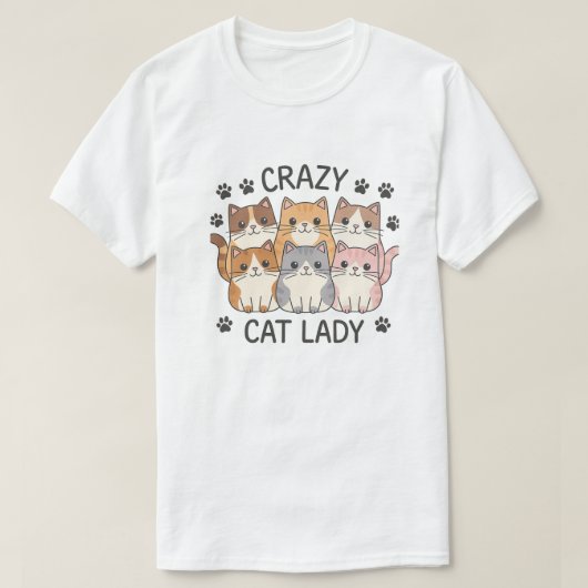 gekke kattenvrouw  t-shirt (Design voorkant)