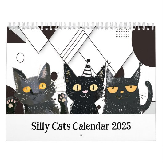 Gekke kattenzwarte en witte kalender (Hoes)