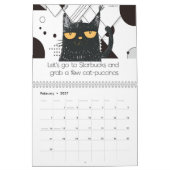 Gekke kattenzwarte en witte kalender (Feb 2027)