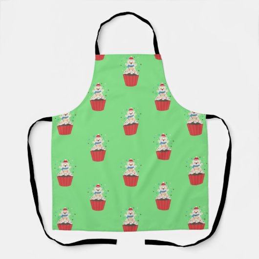 Gekke Kerst Cupcake Teddybeer Schort (Voorkant)