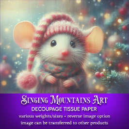 Gekke Kerst Muis Rustieke Winter Kunst Decoupage Tissuepapier