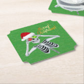 Gekke Kerst Skelet Ornament Eyes Santa Hat Kartonnen Onderzetters (Gekanteld)