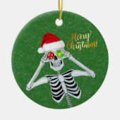 Gekke Kerst Skelet Pet Ornamenten Groen (Voorkant)