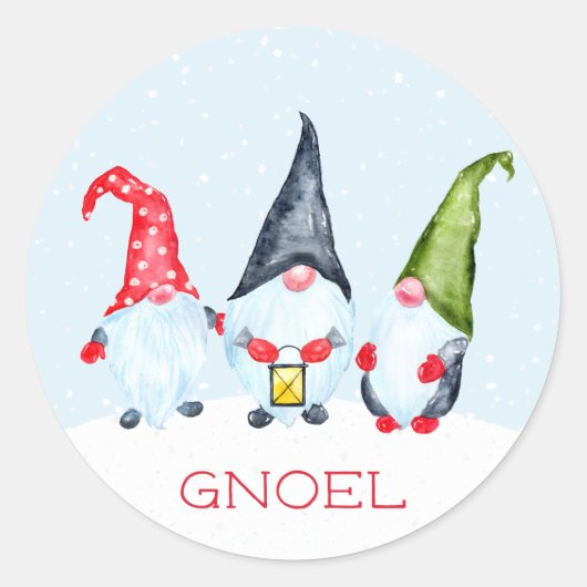 Gekke kerst van Gnoel Ronde Sticker (Voorkant)