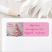 Gekke kerstboom roze retouradres etiket (Insitu)