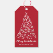 Gekke Kerstboom Strikken Rood Cadeaulabel (Voorkant)