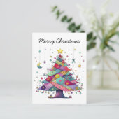 Gekke kerstboom, volkskunststijl feestdagenkaart (Staand voorkant)