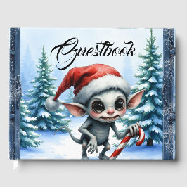 Gekke kerstelf met snoepriet. gastenboek