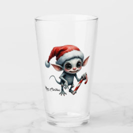 Gekke kerstelf met snoepriet. glas