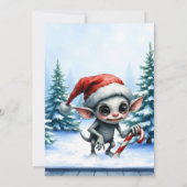 Gekke kerstelf met snoepriet. kaart (Achterkant)