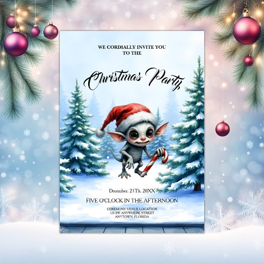 Gekke kerstelf met snoepriet. kaart