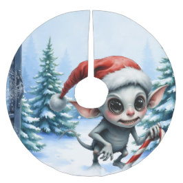 Gekke kerstelf met snoepriet. kerstboom rok