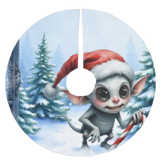 Gekke kerstelf met snoepriet. kerstboom rok (Voorkant)
