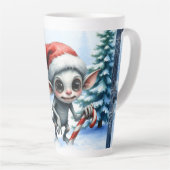 Gekke kerstelf met snoepriet. latte mok (Rechterhoek)