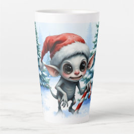 Gekke kerstelf met snoepriet. latte mok