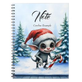 Gekke kerstelf met snoepriet. notitieboek