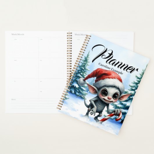 Gekke kerstelf met snoepriet. planner (Display)