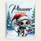 Gekke kerstelf met snoepriet. planner (Voorkant)