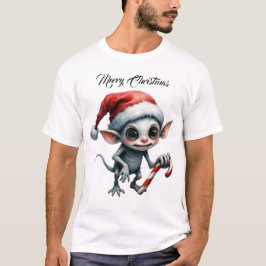 Gekke kerstelf met snoepriet. t-shirt