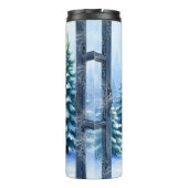 Gekke kerstelf met snoepriet. thermosbeker (Achterkant)