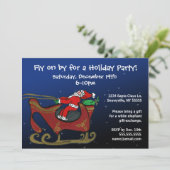 Gekke kerstman in zijn slee kaart (Staand voorkant)