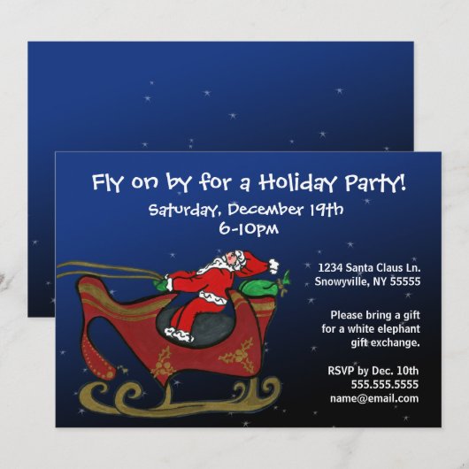 Gekke kerstman in zijn slee kaart (Voorkant / Achterkant)