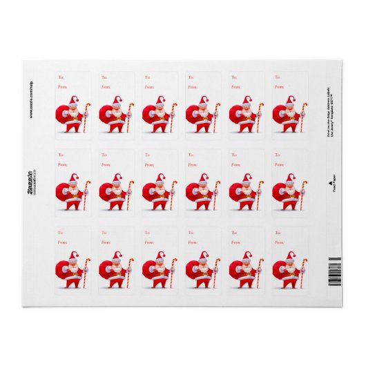 Gekke kerstman met snoeprietsnoer Labels (Full Sheet)