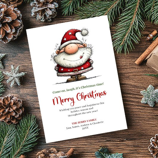 Gekke Kerstman Speelse Moderne Kerstgroet Feestdagenkaart