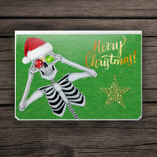 Gekke Kerstmis Skelet Holding Ornamenten Sterren HP Laptopsticker