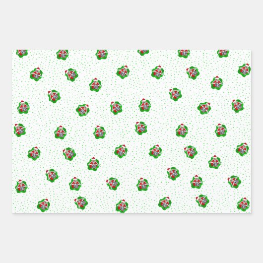 Gekke kerstskelet in Splatter Shape Green Inpakpapier Vel (Voorkant)