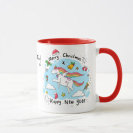 Gekke kerstunicorn met de naam Friend Gift Mok