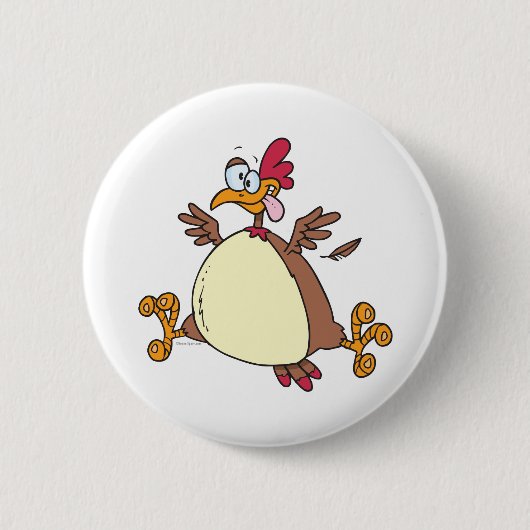 gekke kip cartoon ronde button 5,7 cm (Voorkant)