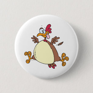 gekke kip cartoon ronde button 5,7 cm