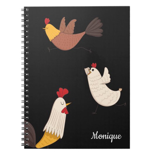 gekke kippen modern boerenmonogram notitieboek (Voorkant)