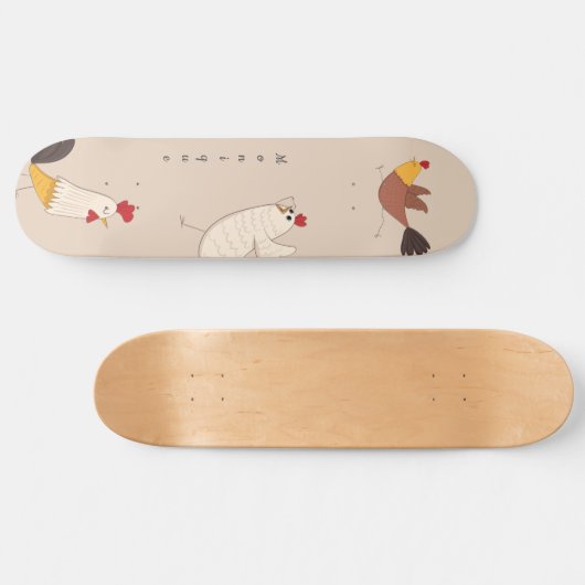 gekke kippen moderne boerderijmonogram persoonlijk skateboard (Horizontaal)