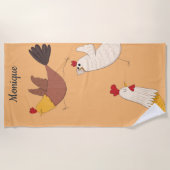 gekke kippen moderne boerderijmonogram strandlaken (Voorkant)