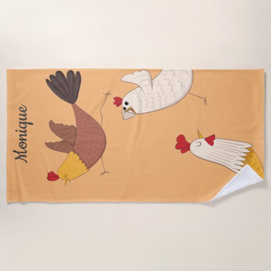 gekke kippen moderne boerderijmonogram strandlaken (Voorkant)