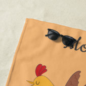 gekke kippen moderne boerderijmonogram strandlaken (In situ)