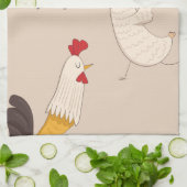 gekke kippen moderne boerderijmonogram theedoek (Gevouwen)